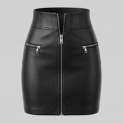 Front Zip Leather Mini Skirt – Women’s Genuine Leather Mini Skirt