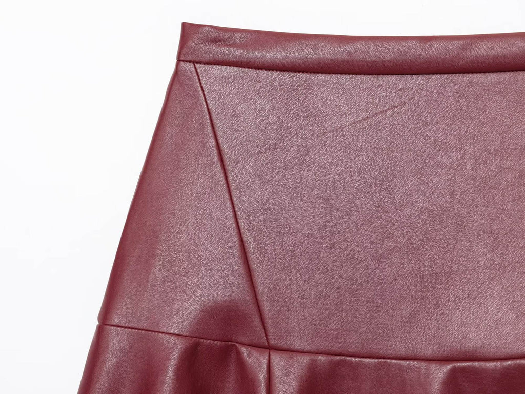 Leather Ladies Skirt – High Waist Flared A-Line Midi Skirt