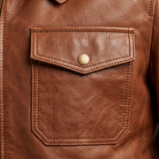 Premium Cognac Leather Racer Bomber Jacket