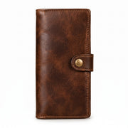 Distressed Vintage Leather Long Bifold Wallet