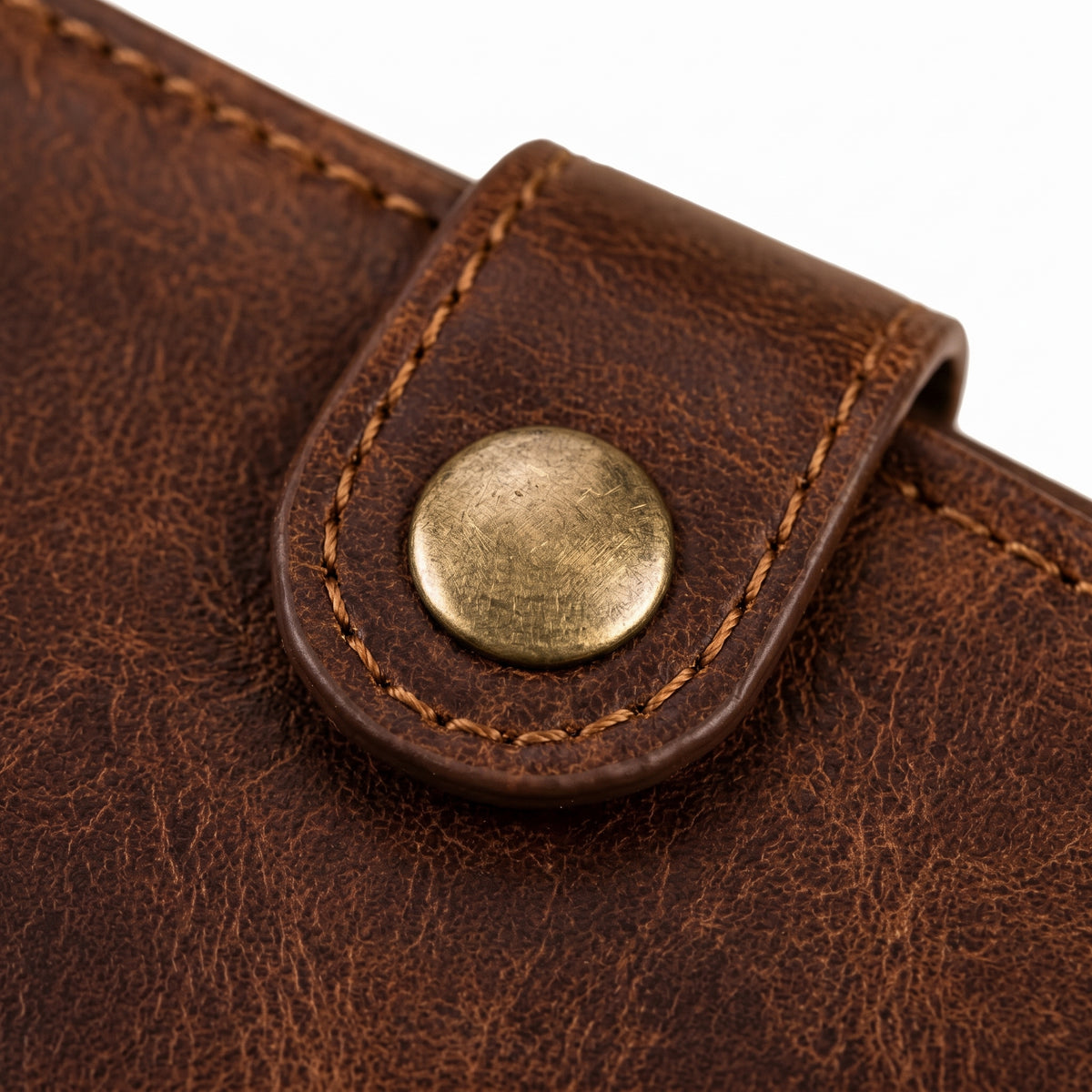 Distressed Vintage Leather Long Bifold Wallet