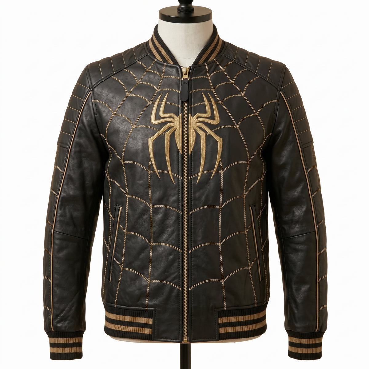 Spider Web Leather Bomber Jacket – Wholesale Custom