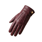 Genuine Leather Driving Gloves  – Burgundy Full-Finger Dress Gloves