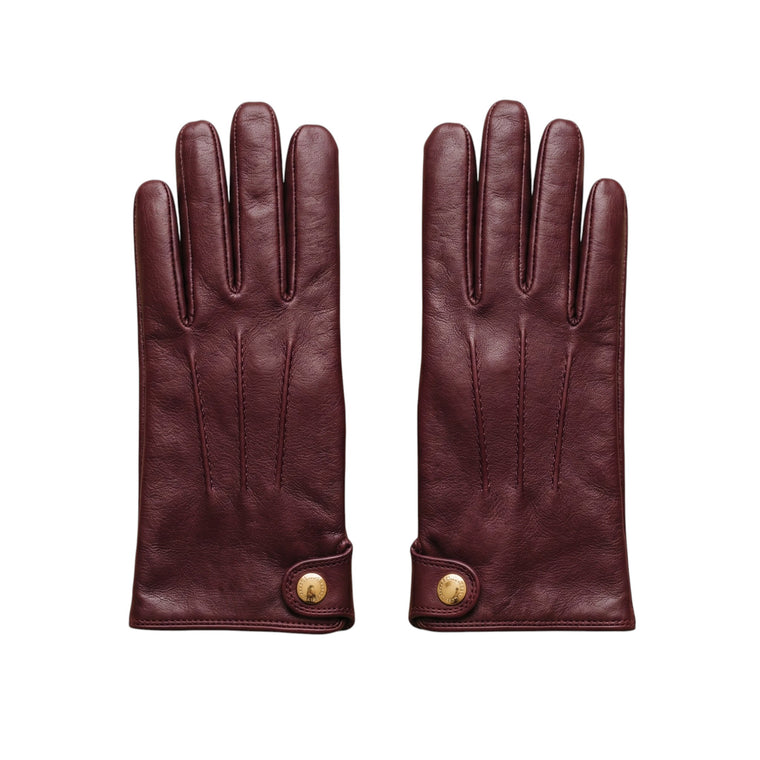 Genuine Leather Driving Gloves  – Burgundy Full-Finger Dress Gloves