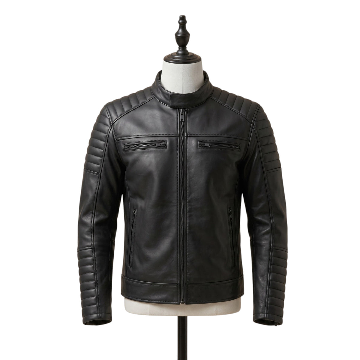 Quilted Racing Leather Jacket – Black Motorcycle Jacket