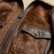 Men's Hair-On Leather Aviator Jacket – Brown