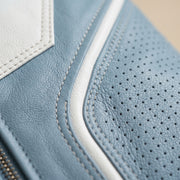 Two-Tone Leather Racer Biker Jacket – Blue & White