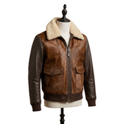 Men's Hair-On Leather Aviator Jacket – Brown