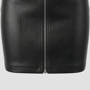 Front Zip Leather Mini Skirt – Women’s Genuine Leather Mini Skirt