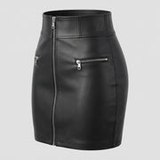 Front Zip Leather Mini Skirt – Women’s Genuine Leather Mini Skirt