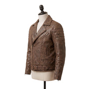 Vintage Distressed Brown Leather Biker Jacket