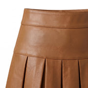 Pleated Leather Mini Skirt – Women’s Genuine Leather Skirt