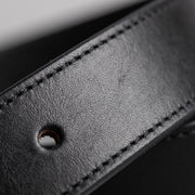 Classic Men's Black Leather Belt with Silver Buckle