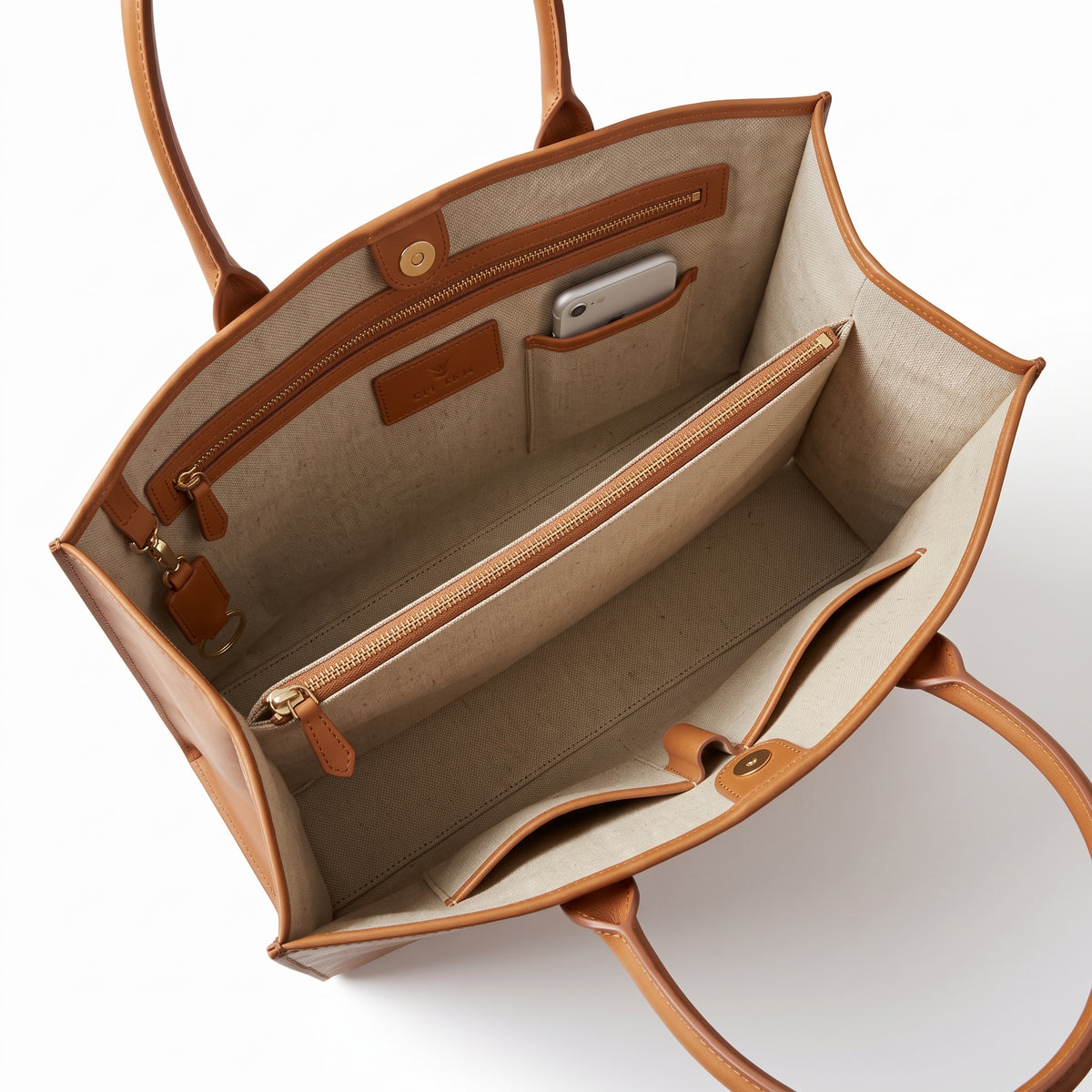 Women's Tan Leather Tote Bag – Structured Work & Everyday Tote