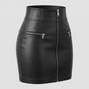 Front Zip Leather Mini Skirt – Women’s Genuine Leather Mini Skirt