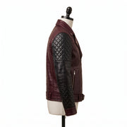 Men's Two-Tone Crocodile Embossed Leather Biker Jacket