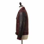 Men's Two-Tone Crocodile Embossed Leather Biker Jacket