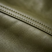 Women’s Olive Green Leather Trench Coat with Fur Collar