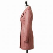 Women's Dusty Rose Pink Leather Trench Coat – Knee Length