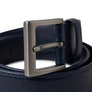 Classic Men's Navy Blue Leather Belt – Gunmetal Buckle