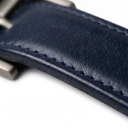 Classic Men's Navy Blue Leather Belt – Gunmetal Buckle