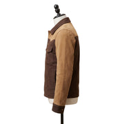 Men's Two-Tone Western Suede Leather Trucker Jacket