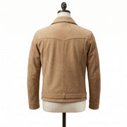 Tan Suede Western Biker Jacket for Men with Waist Belt