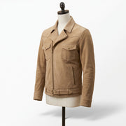 Tan Suede Western Biker Jacket for Men with Waist Belt