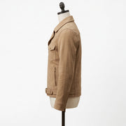 Tan Suede Western Biker Jacket for Men with Waist Belt