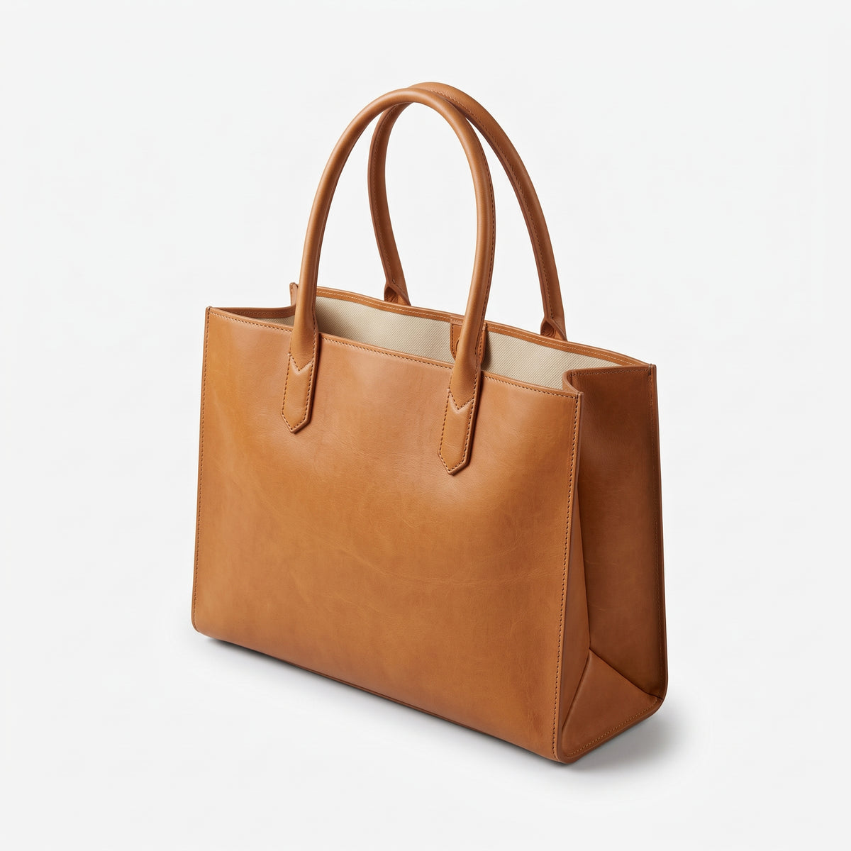 Women's Tan Leather Tote Bag – Structured Work & Everyday Tote