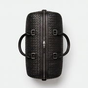 Woven Black Leather Duffle Bag – Premium Travel Weekender