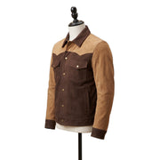 Men's Two-Tone Western Suede Leather Trucker Jacket