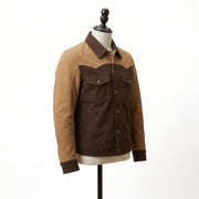 Men's Two-Tone Western Suede Leather Trucker Jacket