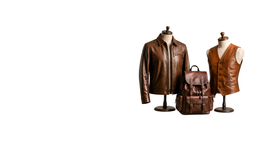 Custom leather apparel and accessories manufactured by Evermont Global