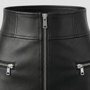 Front Zip Leather Mini Skirt – Women’s Genuine Leather Mini Skirt