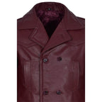 Leather Ladies Coats | Women's Genuine Leather Long Trench Coat | Wine Maroon Double Breasted Winter Coat