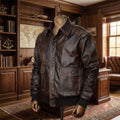 Men's Distressed Brown Leather Jacket, A2 Bomber Aviator Style Real Leather Jacket, Vintage Flight Jacket, Handmade Gift for Him
