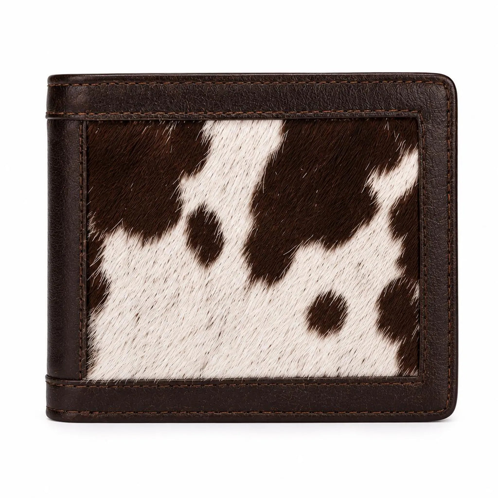 Genuine Cowhide Leather Bifold Wallet & Card Holder Set for Men | Handmade Western Hair-On-Hide Wallet Gift Set