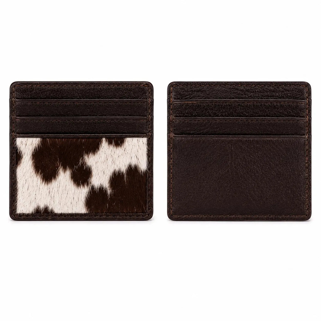 Genuine Cowhide Leather Bifold Wallet & Card Holder Set for Men | Handmade Western Hair-On-Hide Wallet Gift Set