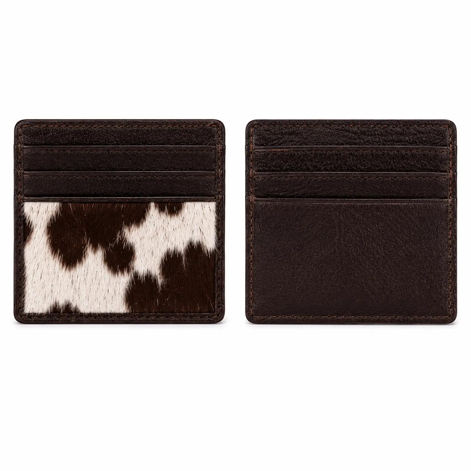 Genuine Cowhide Leather Bifold Wallet & Card Holder Set for Men | Handmade Western Hair-On-Hide Wallet Gift Set