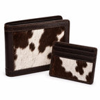 Genuine Cowhide Leather Bifold Wallet & Card Holder Set for Men | Handmade Western Hair-On-Hide Wallet Gift Set
