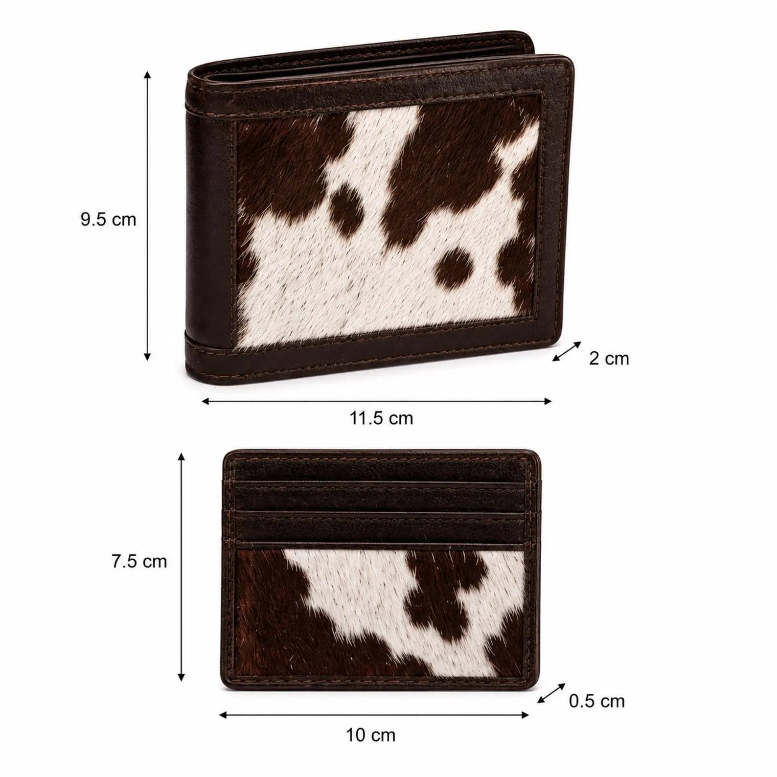 Genuine Cowhide Leather Bifold Wallet & Card Holder Set for Men | Handmade Western Hair-On-Hide Wallet Gift Set