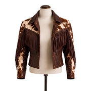 Women’s Hair-On Leather Fringe Jacket – Western Cowhide Jacket