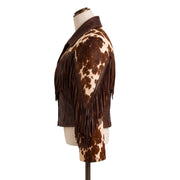 Women’s Hair-On Leather Fringe Jacket – Western Cowhide Jacket