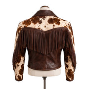 Women’s Hair-On Leather Fringe Jacket – Western Cowhide Jacket