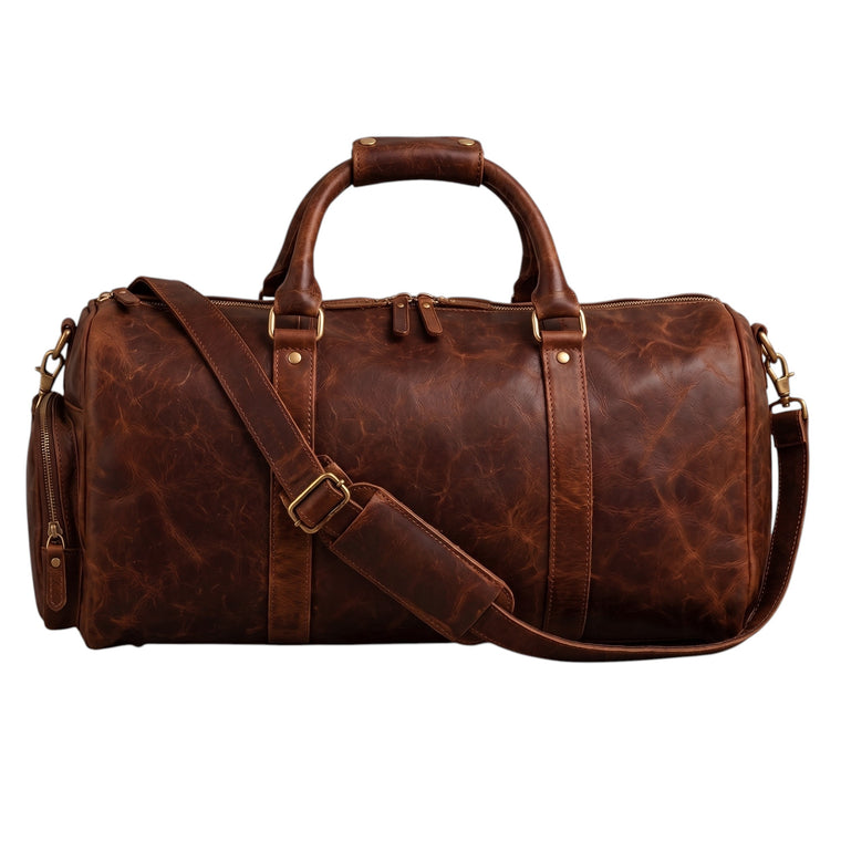 Vintage Brown Leather Duffle Bag – Travel & Weekender