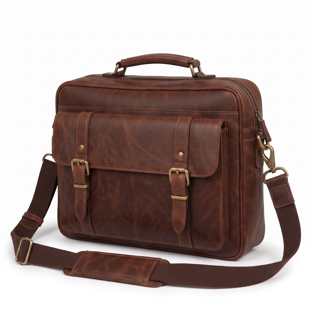 Vintage Brown Leather Laptop Bag Briefcase