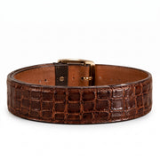 Premium Brown Crocodile Leather Belt – Gold Buckle
