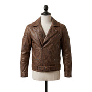 Vintage Distressed Brown Leather Biker Jacket