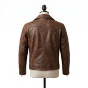 Vintage Distressed Brown Leather Biker Jacket